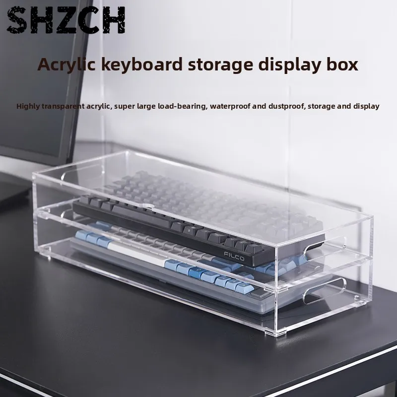 Clear Acrylic Keyboard Rack Strong Load-Bearing Storage Case Anti-Dust Desktop Shelf Stackable Multi-Tier Keyboard Organizer Hot