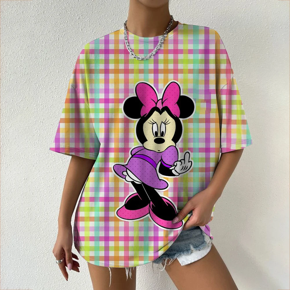 Dames T-shirts Disney Mickey Mouse 3D print Nieuwe V-hals Korte Mouw Zomer Casual Dameskleding Harajuku Y2K Hip Hop kleden