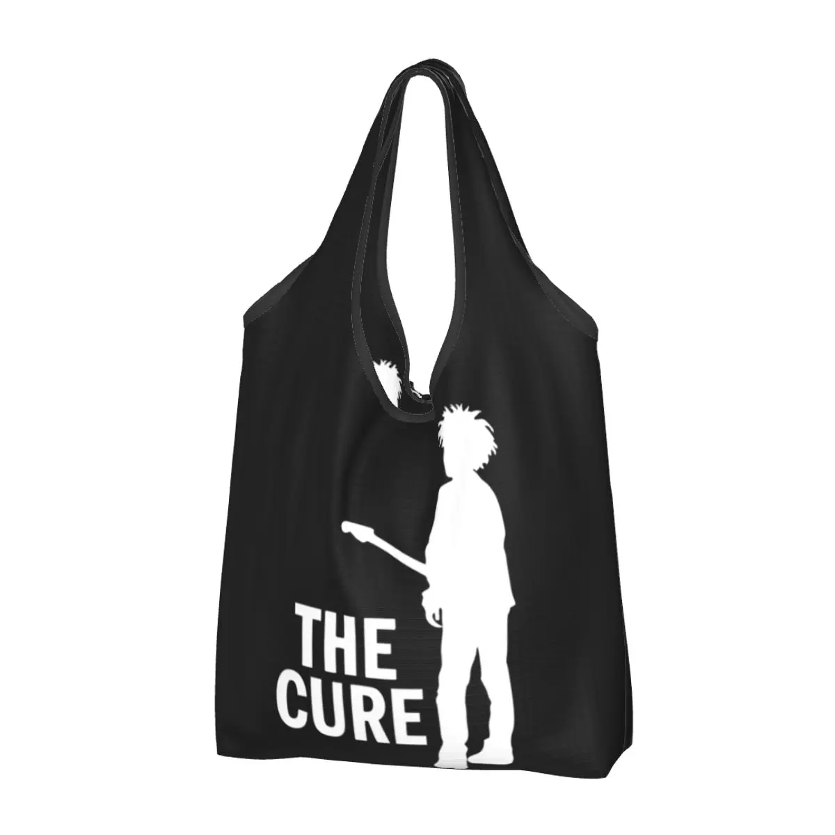 The Cure Robert Smith Logo Large Reusable Bags Shopping Washable Foldable Grocery Bag 50lb Heavy Duty Lightweight Gift Tote Bags