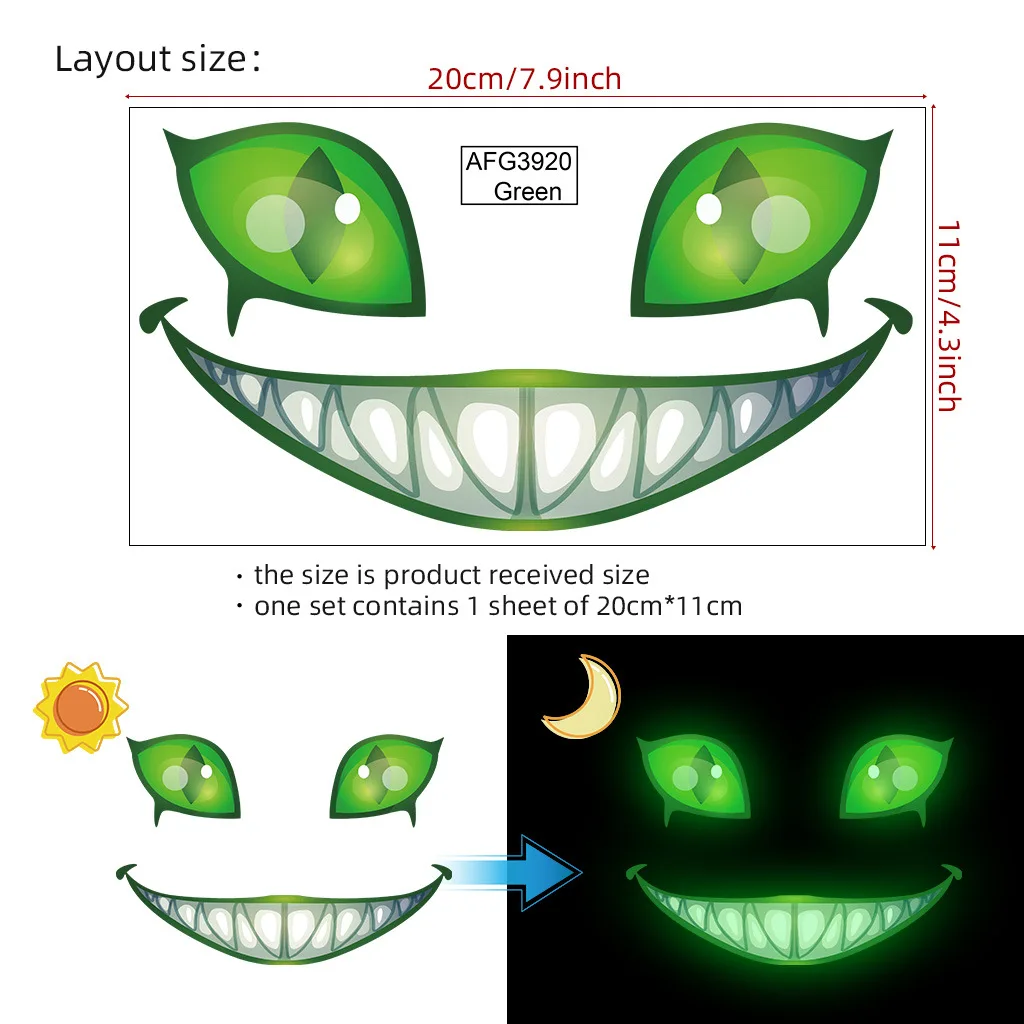Halloween Clown Face Grimace Luminous Sticker Glow In The Dark For Children's Room Fluorescent Decals Self-adhesive Room Decor