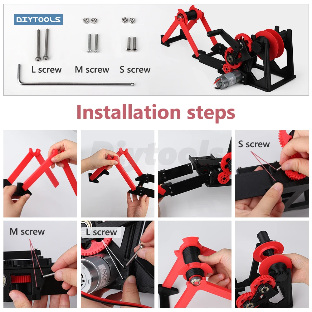Electric & Hand Crank Filament Winder for 3D Printing Consumables Spooler Machine - Anti-Tangle Tool Filament Winder