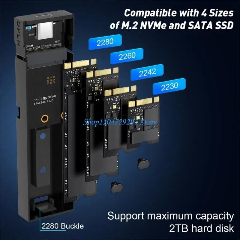 

Y2GD USB3.1 Gen2 NVMe Enclosure NGFF 10Gbps SSD Case For 2230/2242/2260/2280