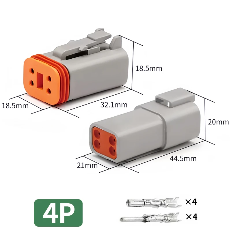 DT06-4S & DT04-4P 4-Pin Deutsch Type DT Series Waterproof Connector - Heavy Duty Automotive Plug for Truck Wire Harness T&I Online Store