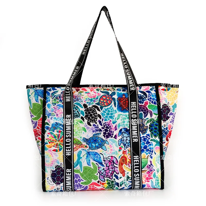 

Пляжная сумка большой емкости, большая сумка, пригородная сумка, сумка для покупок с черепаховым узором, дорожная сумка на плечо