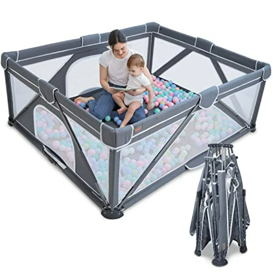 

Складной детский манеж Yobear 71x59 см, портативный игровой манеж для младенцев и малышей с 50 шариками, 2 ручками для переноски и сумкой для хранения, простая установка