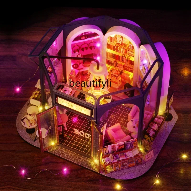 Cottage degustazione caffè fatto a mano in legno modello di casa assemblato giocattolo regalo di compleanno femminile