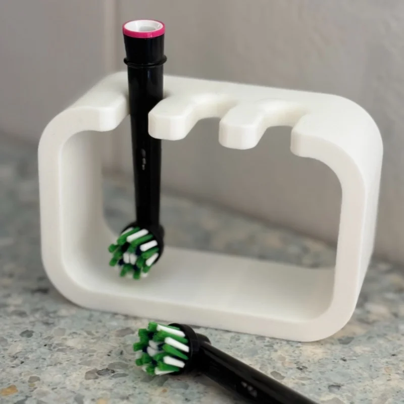 Desktop Bathroom Toothbrush Storage Holder White Compact Organizer for 3 Toothbrush Heads Neat Vanity Desk Storage