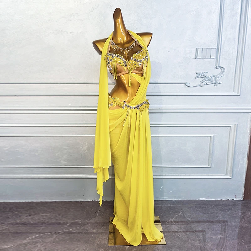 Customized Belly Dancer Costume Performance Uniform Female Set Oriental Dance Costume Practice Dress Long Skirt Set Falda ベリーダンス