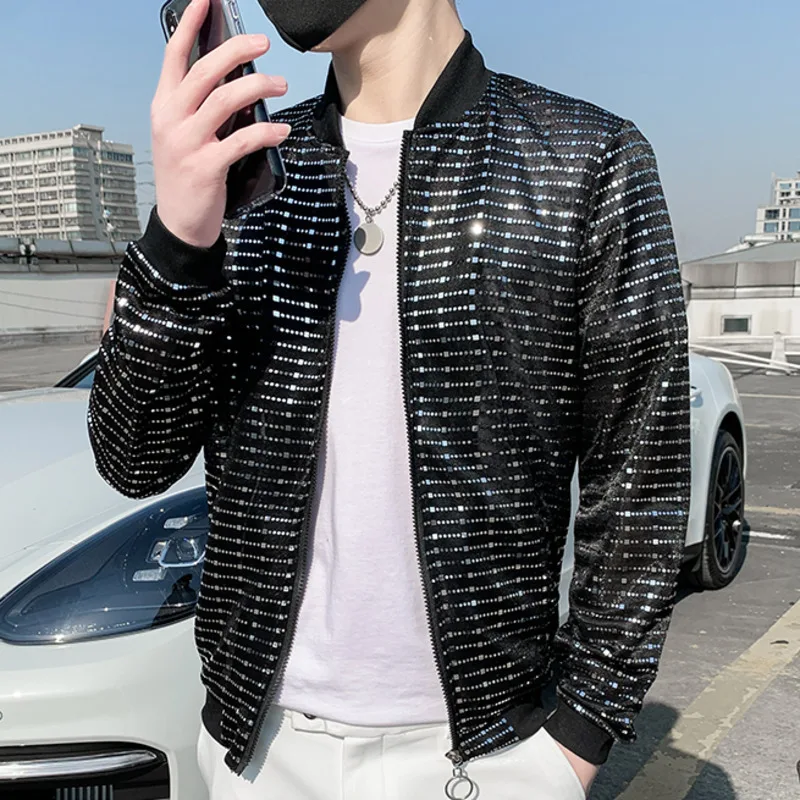 2022 Spring Man Chaqueta Hombre Sunscreen Clothes Fashion Striped Jacket Night Clothes Hairstyle Division Jacket Sociology Coat