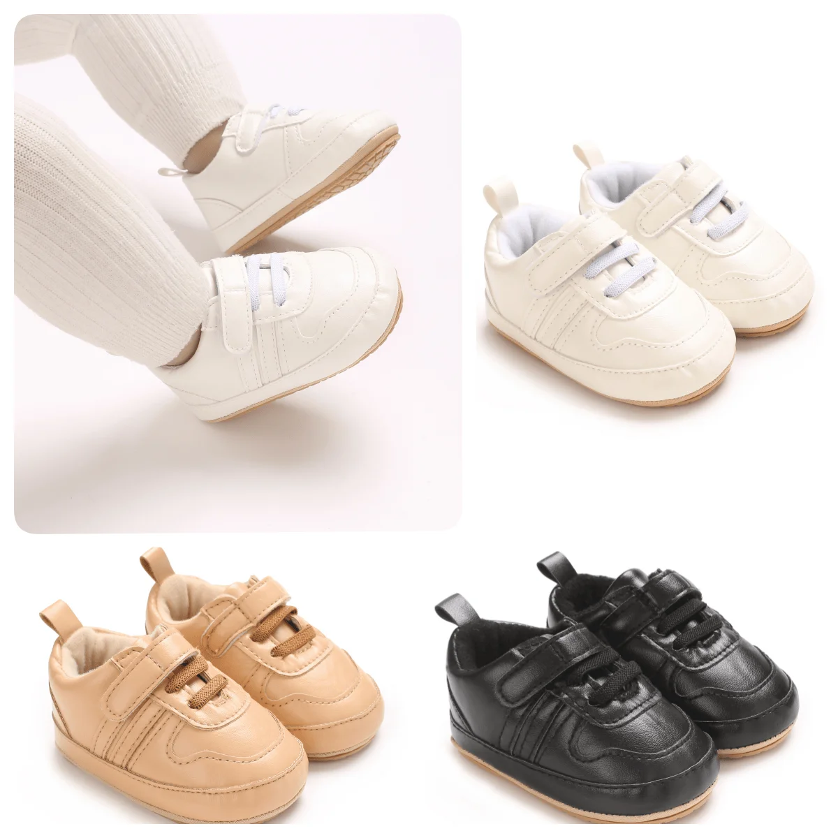 

​"Baby Sneakers 0-18M - Soft PU Leather First Walkers | Sporty Casual Shoes for Toddlers"​​