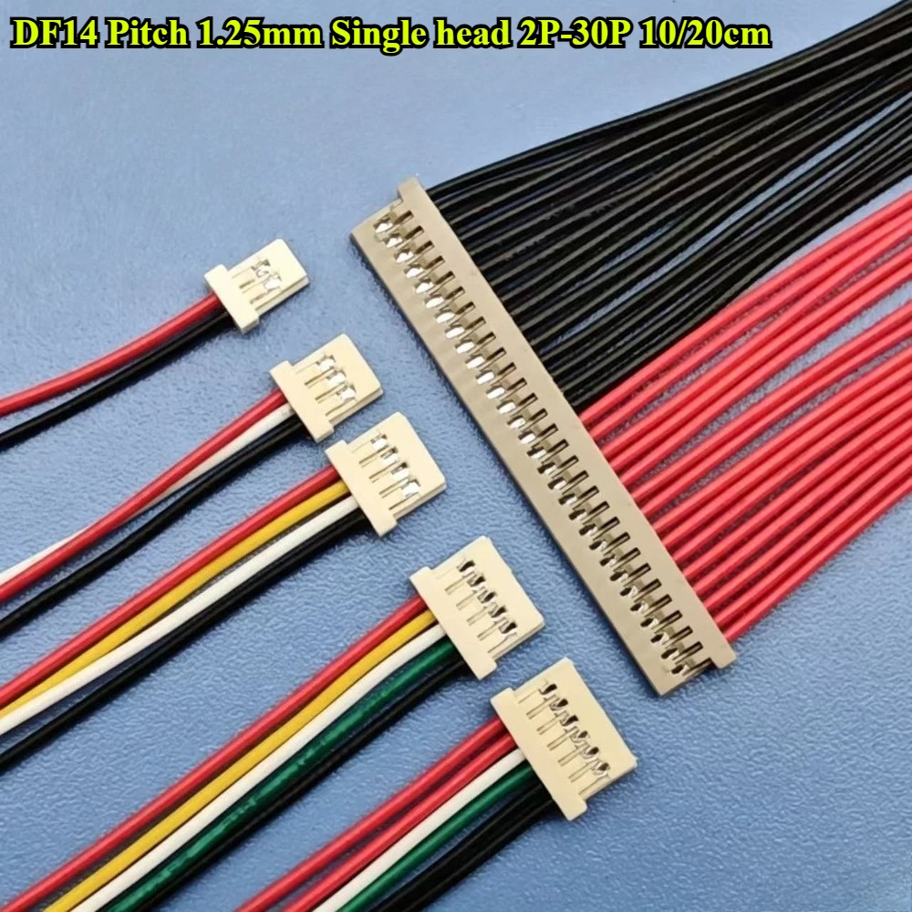 10Pcs DF14 Pitch 1.25mm Single head 2P/3P/4P/5P/6P/7P/8P/10P/12P/14P/15P/20P/30P Terminal Wire 10/20cm Electronic Wire Connector