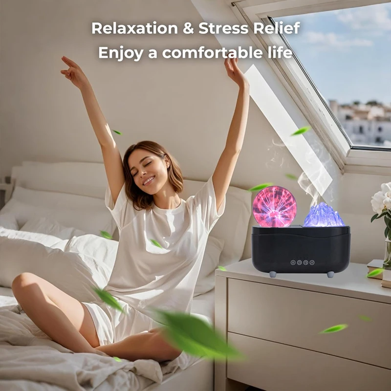 

Aromatherapy Diffuser 350ml Essential Oil Diffuser with Wireless Speaker, Plasma Ball, 7-Color LED -