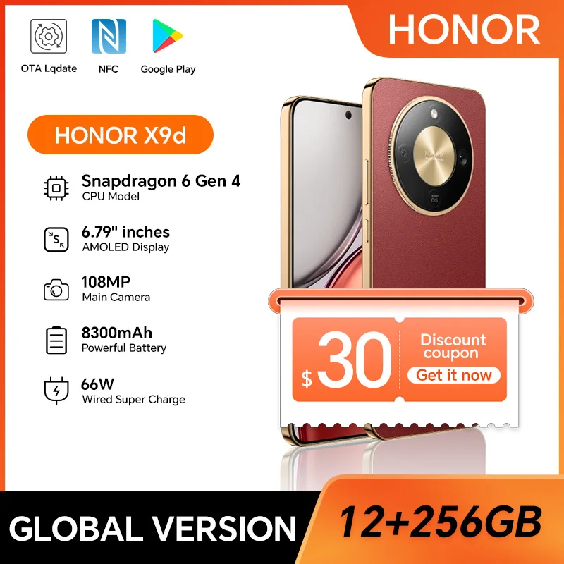 Global Version HONOR X9d 5G 12GB+256GB 6.79'' AMOLED Screen 108MP AI Camera 8300mAh Battery 66W SuperCharging Dual SIM