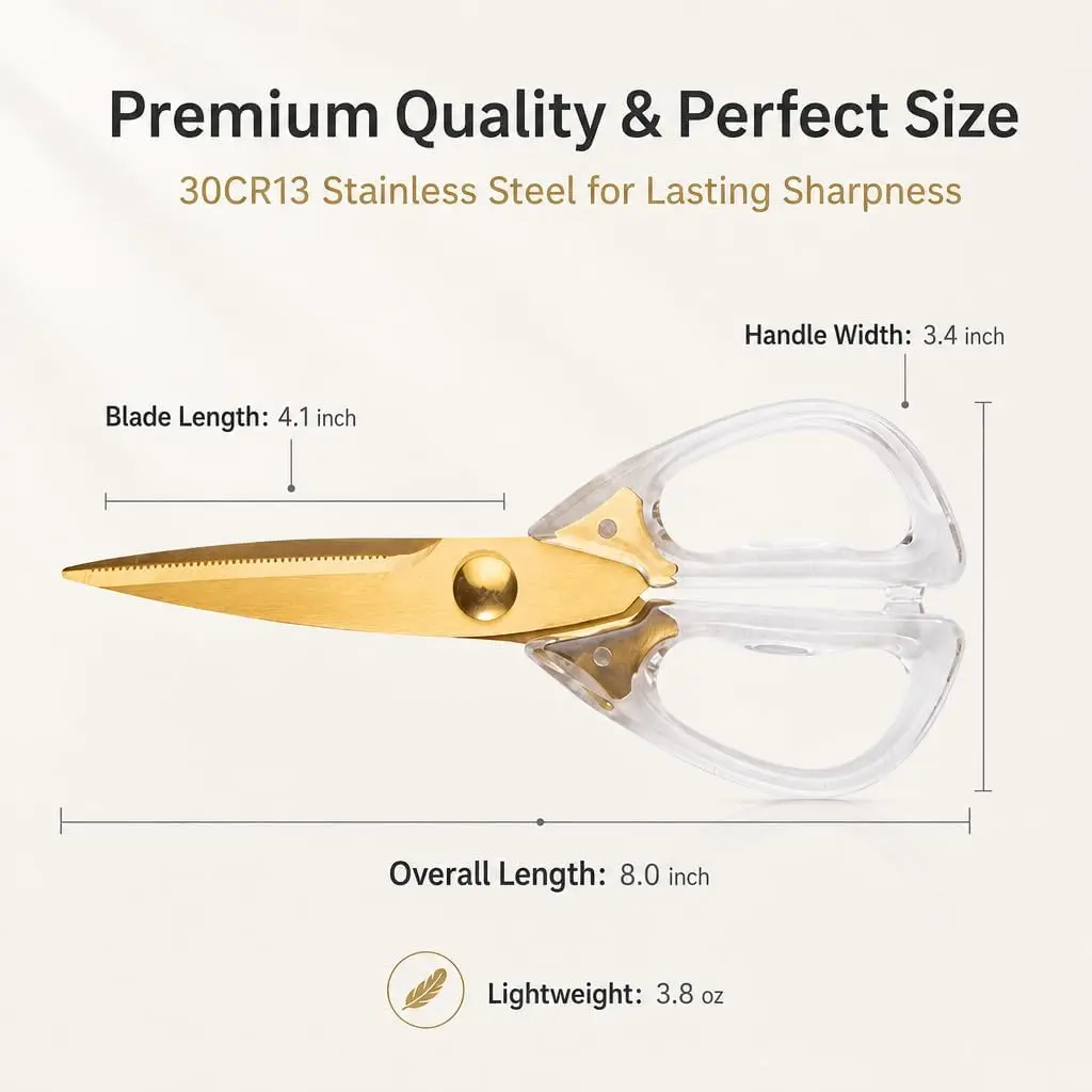 Kitchen Scissor, Stainless Steel Heavy Duty Sharp All Purpose Cooking Shears Scissors,Transparent Handle Kitchen Scissors