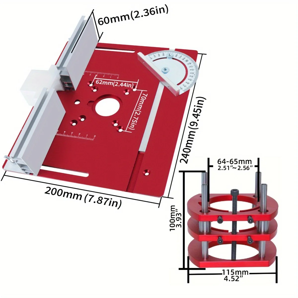 Height adjustable, aluminum alloy plate for slotting, trimming and chamfering, woodworking engraving machine lift inverted base