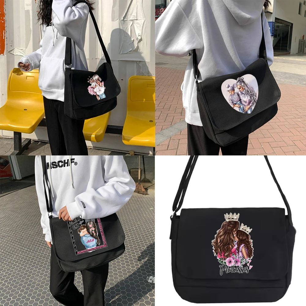 Shoulder Messenger Bags Harajuku Canvas Crossbody Bag Women Japanese Diagonal Pouch Girl Student Envelope Bags Mom Pattern