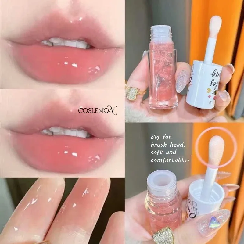 Lip Oil Peach Milk Honey Dry Moisturizing Lip Gloss Moisturizing Lipstick Reduces Wrinkles Water Big Brush Head Cute Makeup