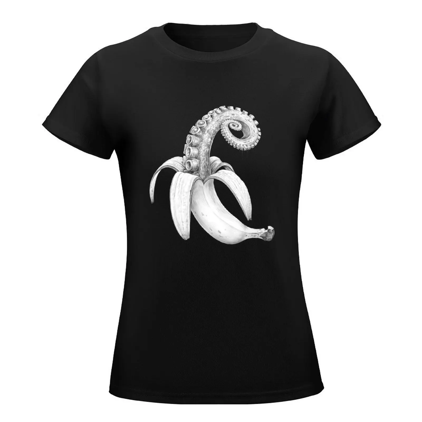 Octopus banana black & white T-Shirt kawaii clothes plus size tops shirts graphic tees clothes for Women