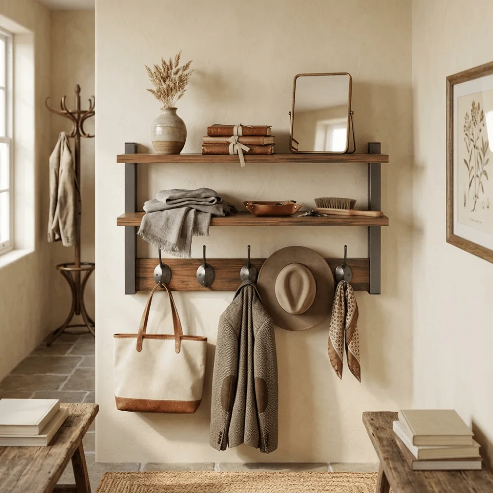 Solid Wood Wall-Mounted Floating Storage Shelf Decorative Display Shelf Wall-Hanging Structure Solid Wood Decor Display Rack