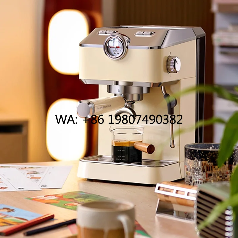 Compact Semi-Automatic Espresso Machine, Italian Style Household Coffee Maker with Pre-Soaking, Artistic Brewing Combo for Home