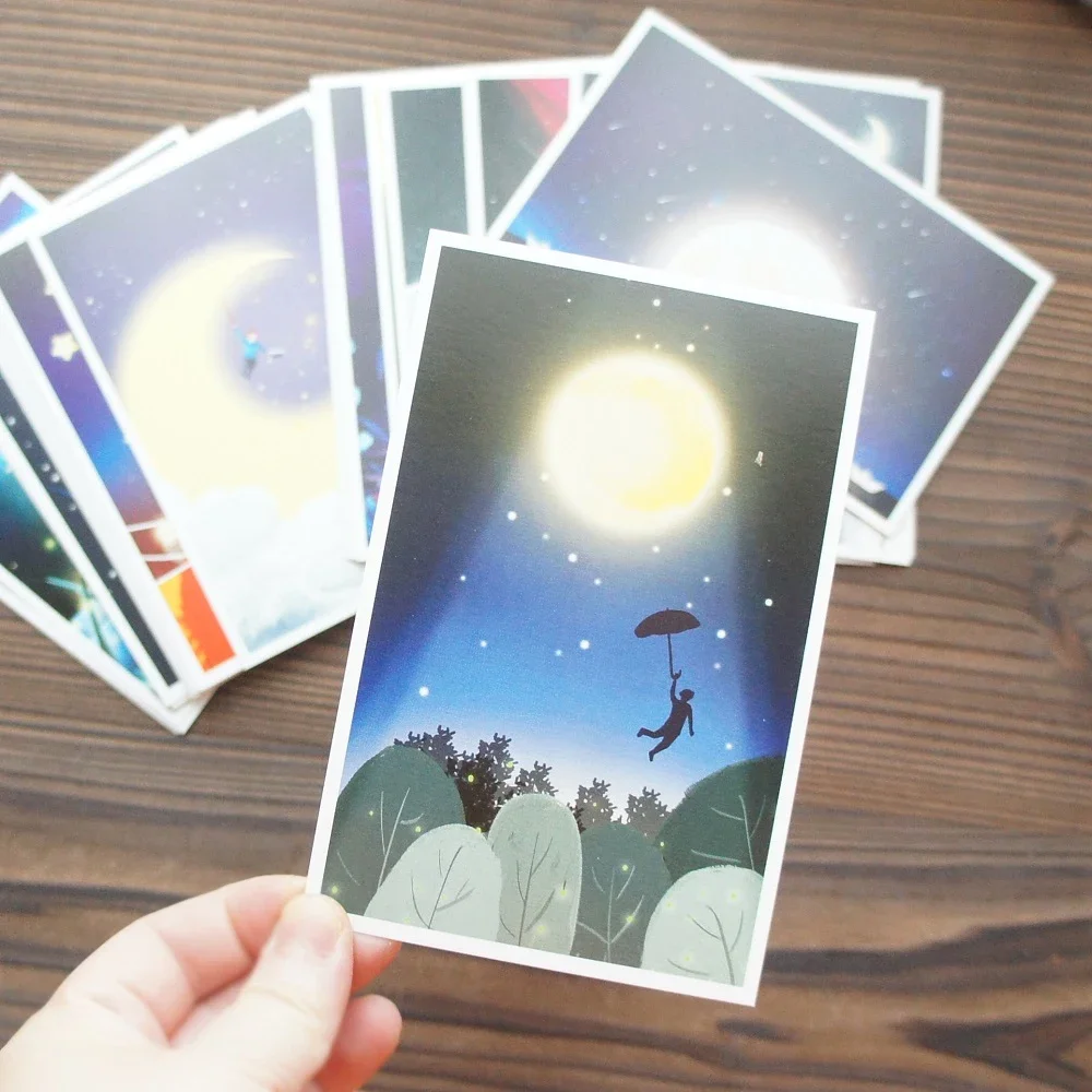 

15pcs Want To See The Scenery on The Moon Style Card As Party Invitation DIY Decoration Gift Card Message Card Postcard