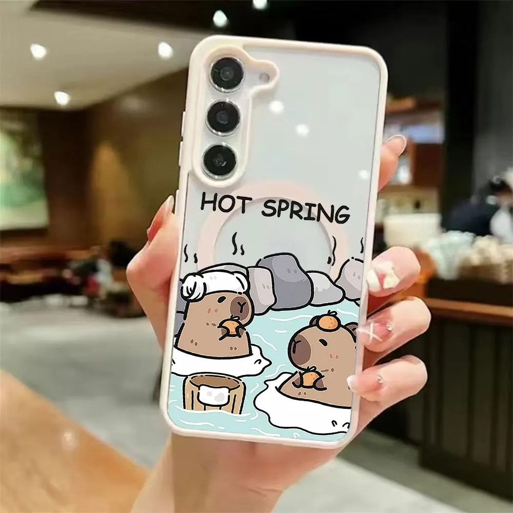 Colorful Acrylic Magnetic Phone Case For Samsung Galaxy S26 S25 S24 S23 S22 Ultra Plus FE 5G Cartoon Capybara Pattern Cover