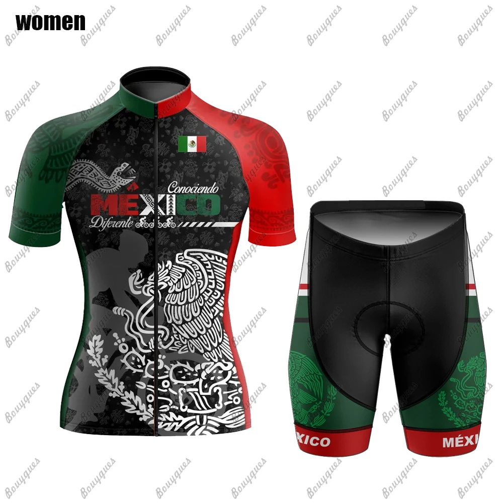 Mexico 2023 NEW women Cycling Jersey Set Summer MTB Race bicycle Clothing Short Sleeve Ropa Ciclismo Outdoor Riding Bike Uniform