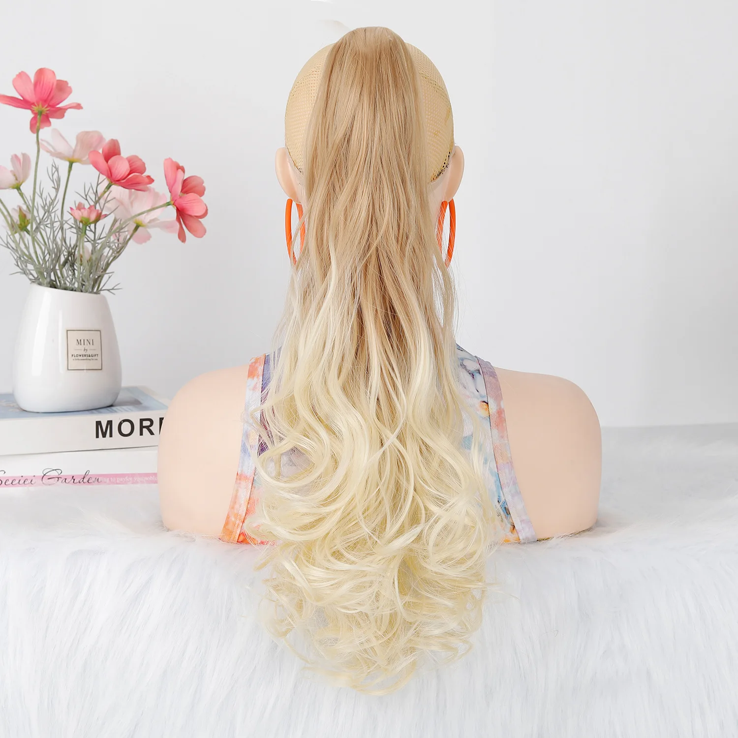 

Synthetic Hair Ombre Color Black Blue Blonde Long Wavy Ponytail Extension Claw on Pony Tail False Cosplay Fluffy Hairpiece