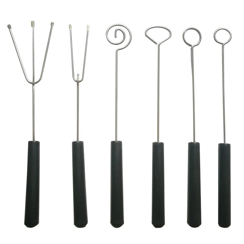 

6pcs Stainless Steel Chocolate Dipping Fork Set For Diy Fondue Candies Fruits Baking Tools Easy Clean Dipping Forks For