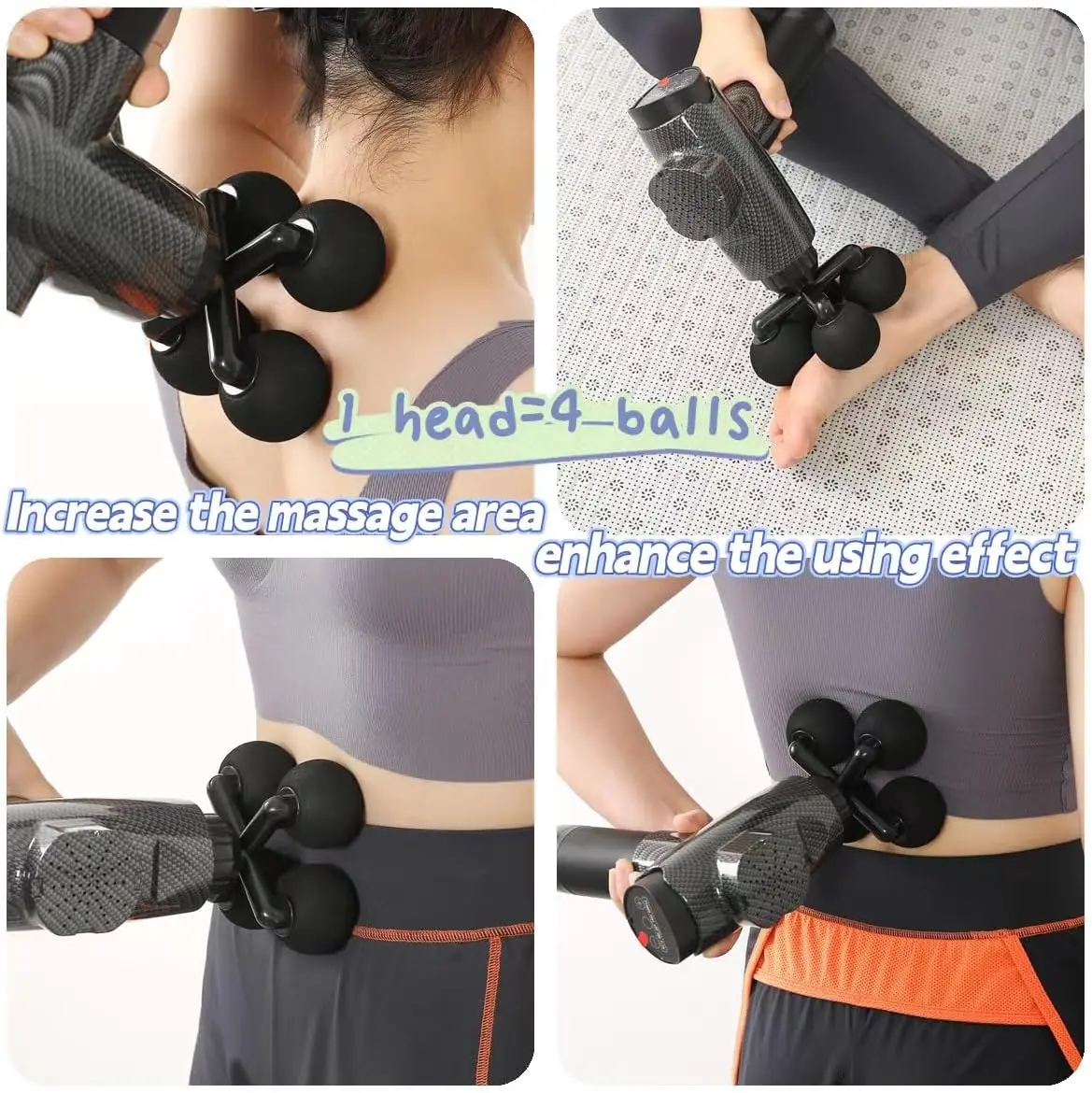 Massage Gun Head Four Heads Ball For Massage Gun Accessoires Fascial gun massage headBack Massagerrelieve lumbar body parts