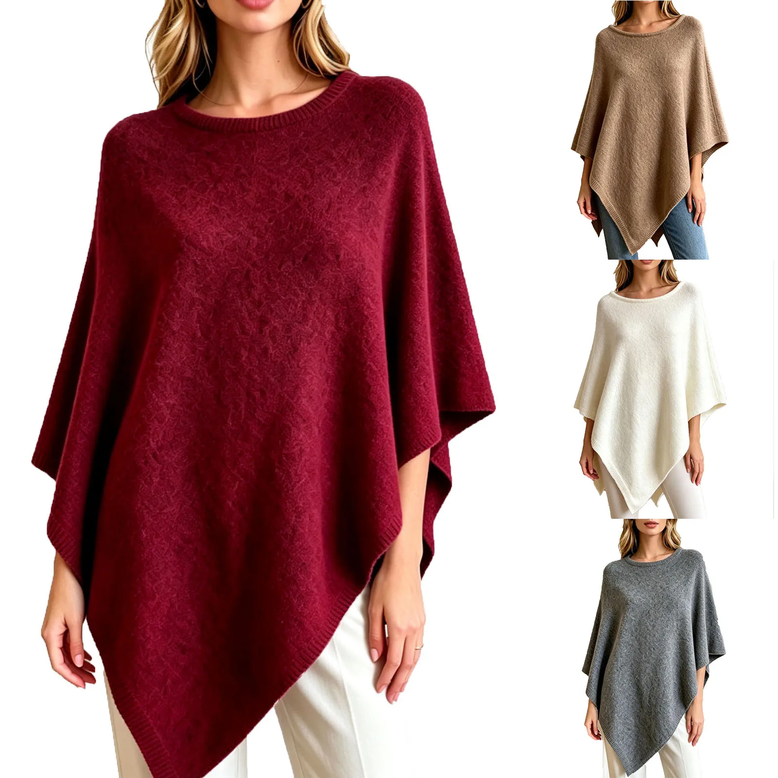 Women Batwing Sleeve Knit Cape Pullover Shawl Tops Pullover Shawl Wrap Tops for Halloween party cosplay