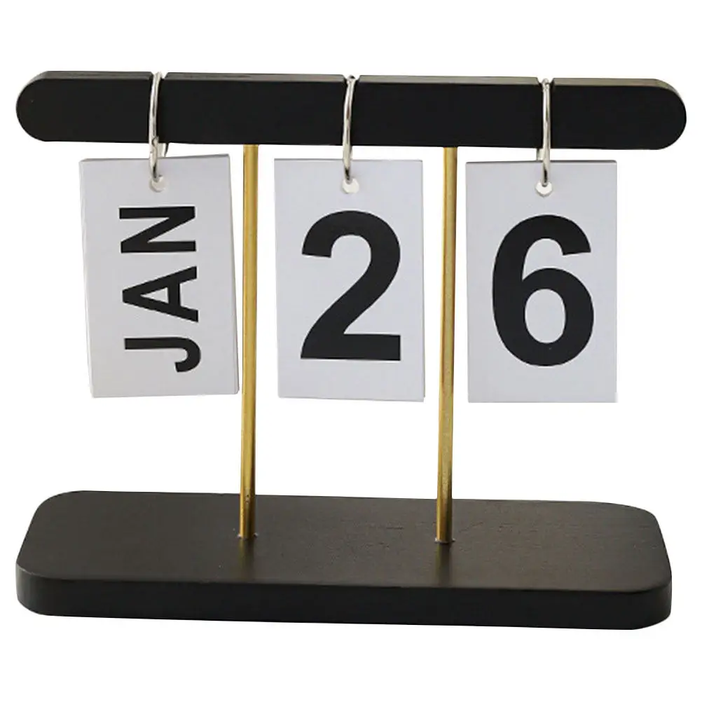 

Perpetual Flip Calendar Wooden Table Calendar for Home Office Desktop Decoration Manual Date Change Functional Design
