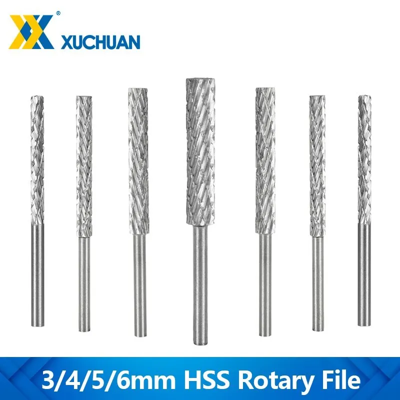 

3mm Shank Rotary Burr Drill Bit 3/4/5/6mm Double Cut HSS Rotary File For Engraving Cutter Grinding Tools Woodworking Tool