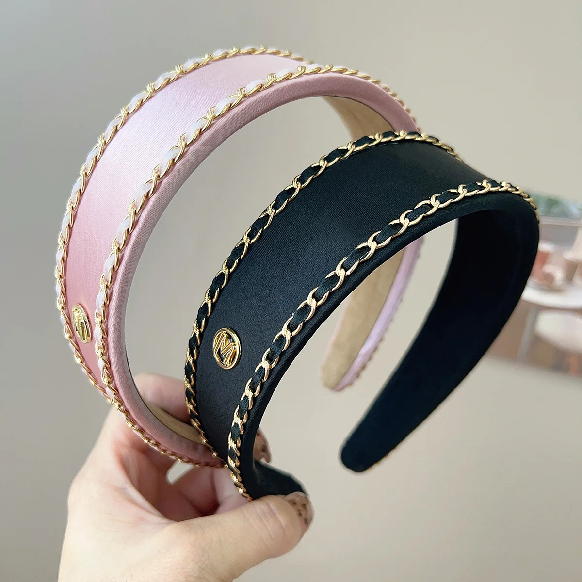 

Korean Style Autumn and Winter New Vintage Thin Edge Chain Headband Headwear for Women