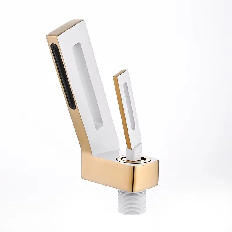 

Premium Luxury Designer Single-Handle Copper White Gold Basin Faucet Hot and Cold Water Mixer Tap for Home Bathroom