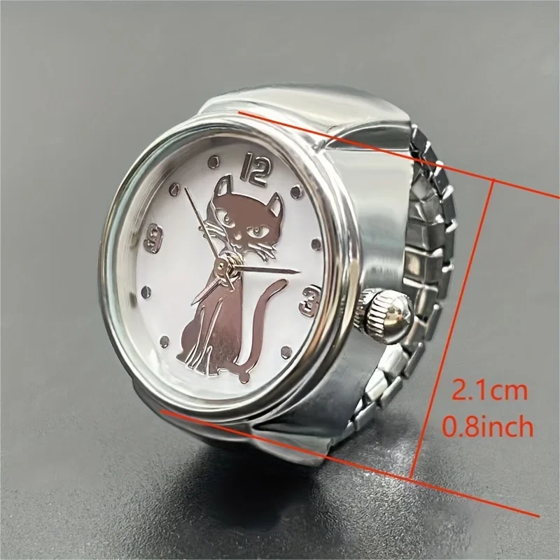 Niche Handsome Kitten Circular Pointer Quartz Ring Watch