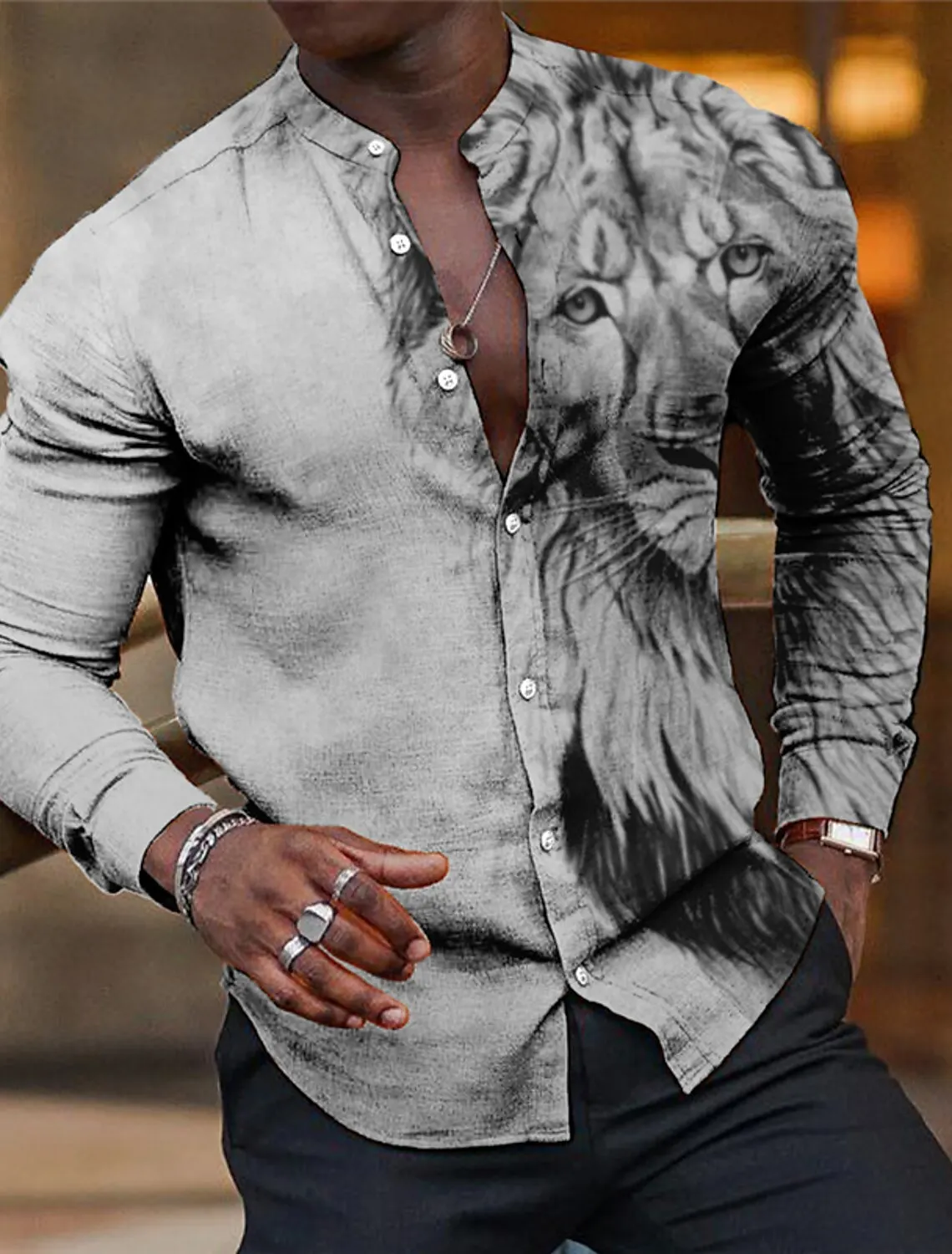 Camisa de marca para hombre, camisa con solapa, estampado 3D de animales, negro, dorado, leopardo, moda feroz, novedad de verano 2023, camisetas de