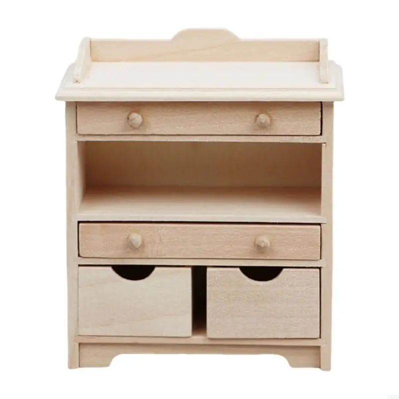 

Y88D Dollhouses DIY Craft Miniature Книжная полка Неокрашенный деревянный европейский шкаф