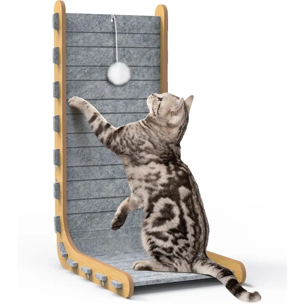 

Когтеточка L-образной формы 26,8 дюймов с подвесным шариком, износостойкая, серая