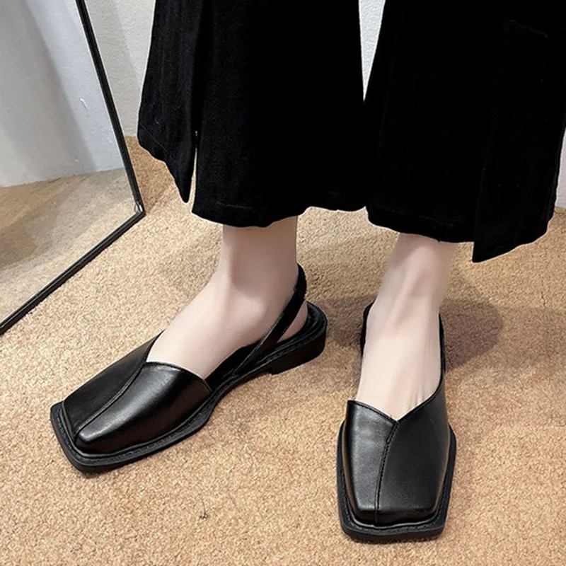 Autumn New Comfortable Ladies Flat Shoes Personality Square Toe Shallow Mouth Slip-on Loafers Ladies Casual Shoes Mocasines