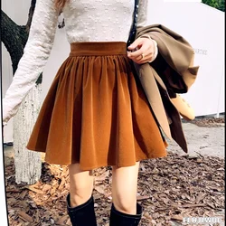 Winter Velvet Skirts New Design 2024 New Year Spring Japan Girls Chic Fashion Elastic Waist Mini Skirt