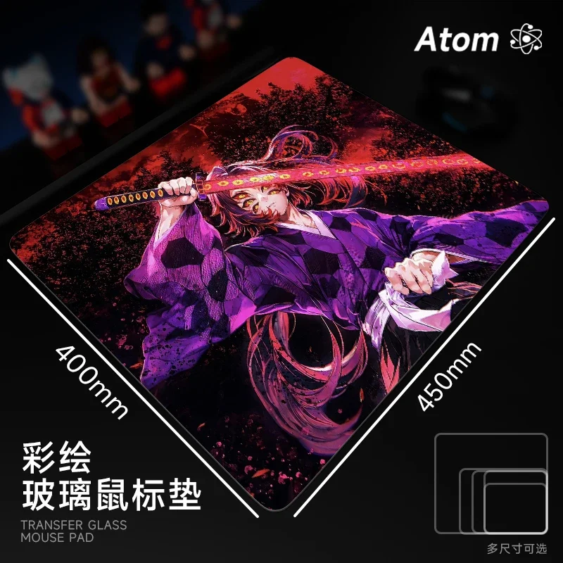 

ATOM Glass Mouse Pad Demon Slayer Upgraded Tempered Material Laser Engraving Technology Smooth Ergonomic FPS Gaming Mouse Pads