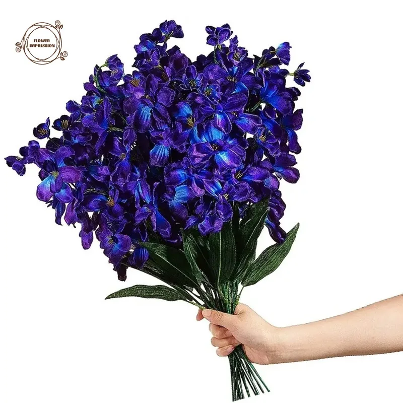 

3pcs Artificial Plants PurpWreath Decorle Blue Orchid 27In Faux Flowers for Wedding Dinning Home Restaurant DIY Room Decoration