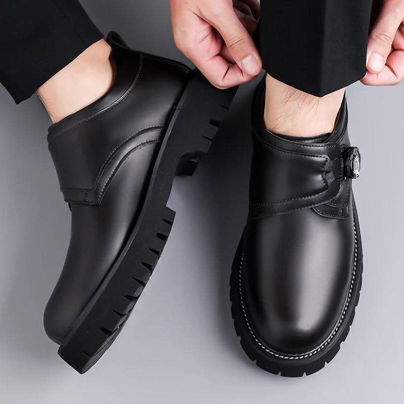 

Роскошная брендовая деловая свадебная повседневная обувь, модная удобная нескользящая кожаная обувь на толстой подошве, мужские качественные лоферы ручной работы