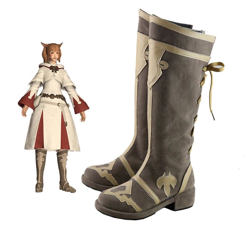 أحذية FFXIV FF14 White Mage التأثيرية أحذية حفلات الهالوين مصنوعة بأي حجم