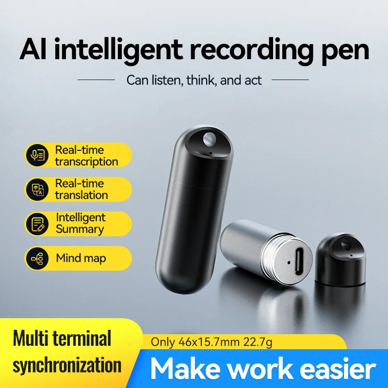 AI عالية الوضوح إلغاء الضوضاء مسجل ChatGPT النسخ الذكي ترجمة قلم تسجيل APP التحكم في التسجيل