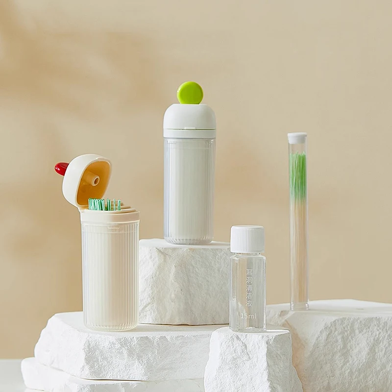 120Pcs 피어싱 된 귀 청소 세트 솔루션 종이 치실 귀 구멍 애프터 케어 도구 키트 일회용 귀걸이 구멍 클리너