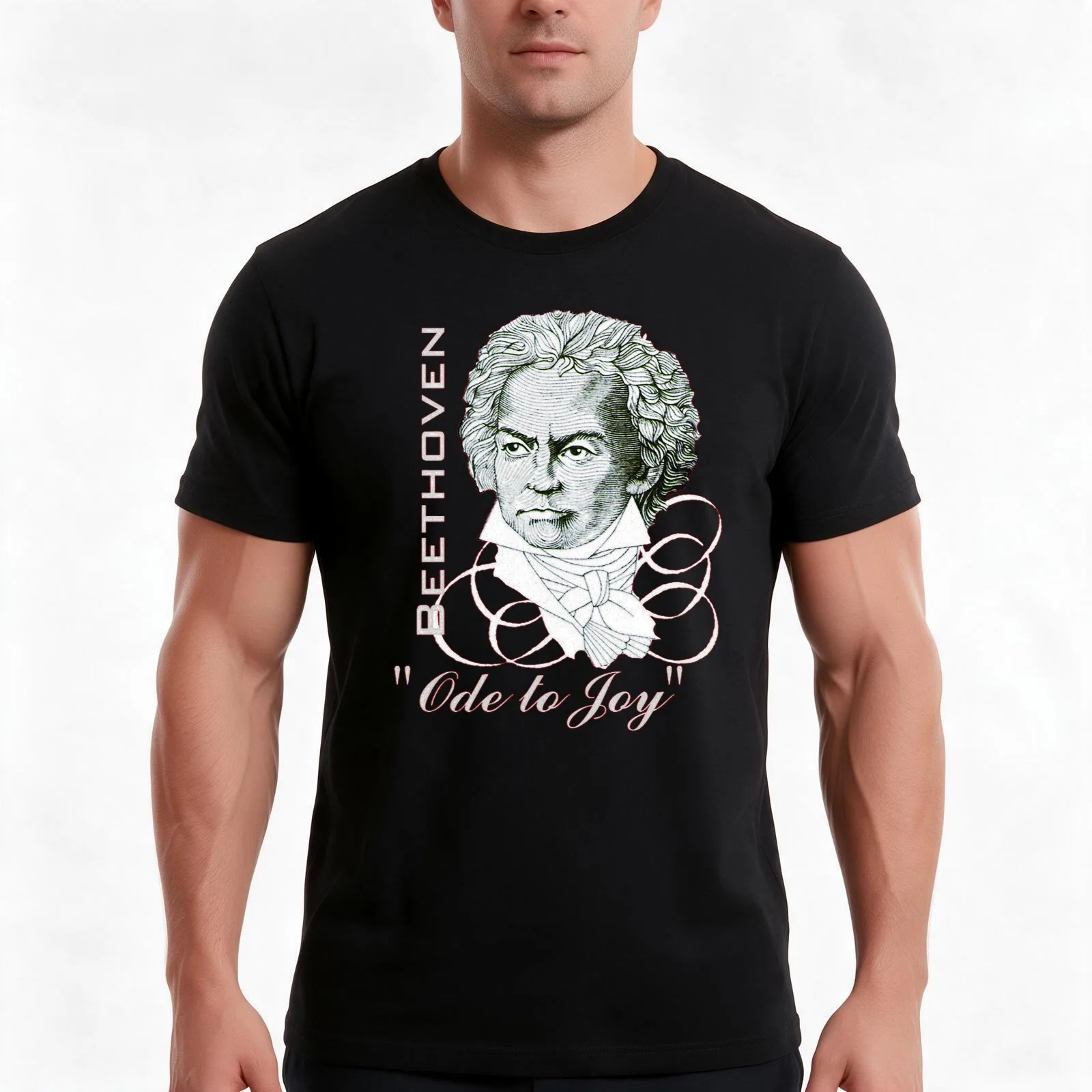 Beethoven Portrait Ode to Joy T-Shirt Summer Casual Cotton Tee Oversized Streetwear Tops Vintage Graphic Print 100% Cotton