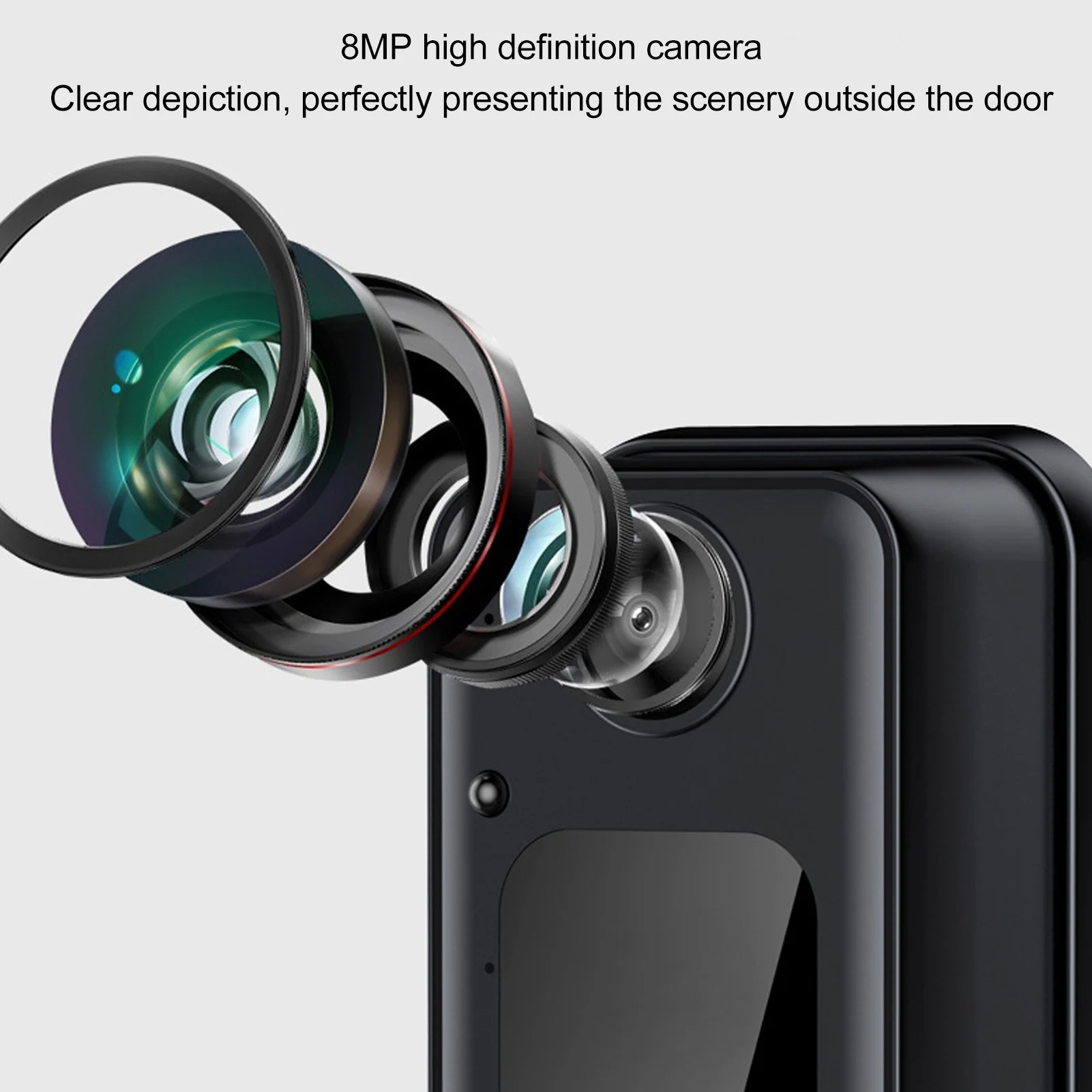 كاميرا جرس الباب بالفيديو للرؤية الليلية 170 درجة زاوية واسعة عدسة عين السمكة 8MP كاميرا جرس الباب اللاسلكية 2 طريقة الحديث للفيلا