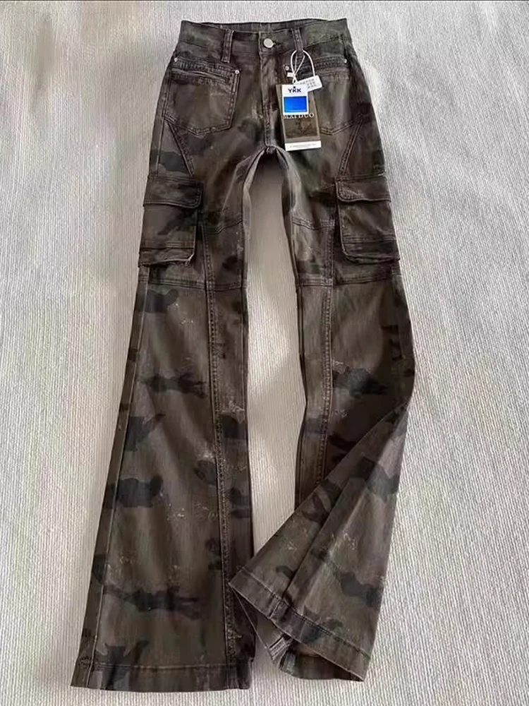 

Мужские джинсы с камуфляжным ножом в американском стиле ретро, прямые брюки, приталенная расклешенная рабочая одежда, брюки, весна-осень, High Street Sle